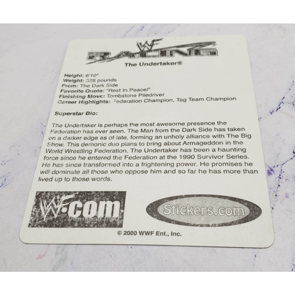WWF Racing WWE The Undertaker Wrestling Sticker - Picture 2 of 4